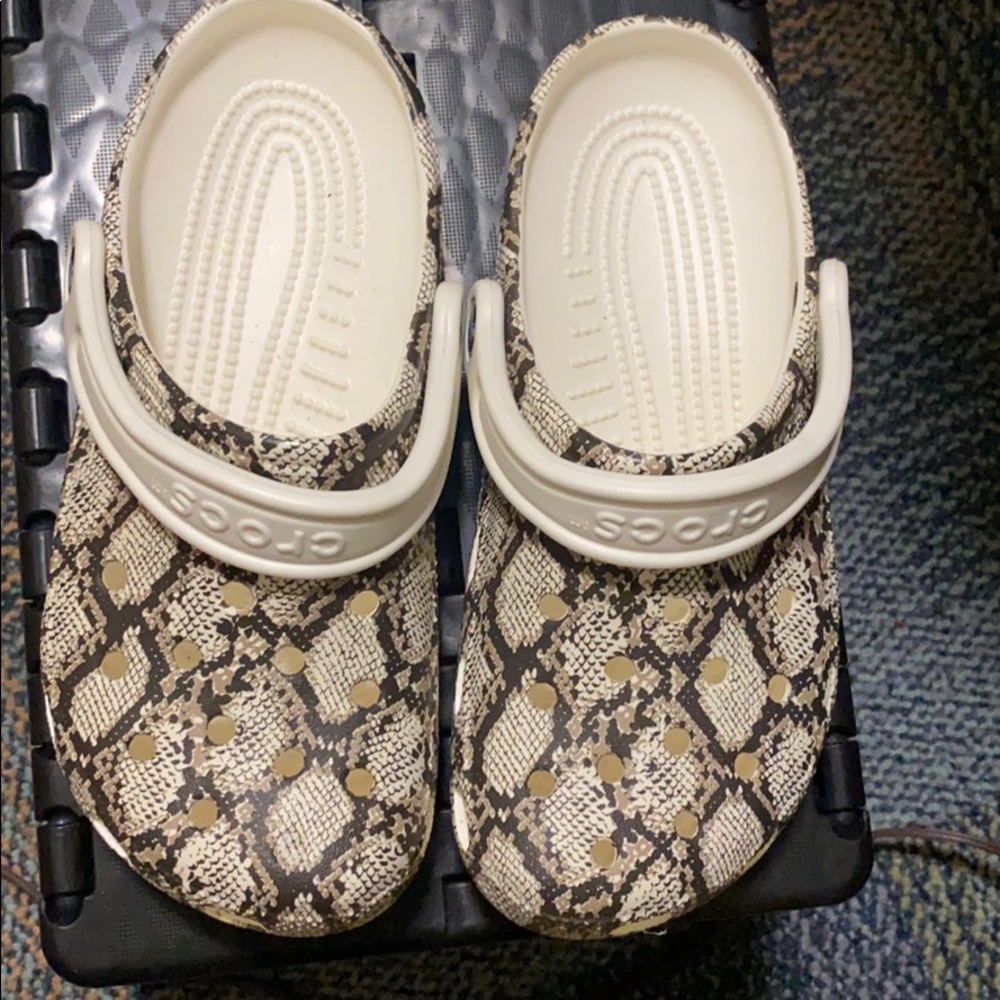 Snakeskin crocs